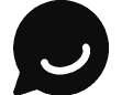 Solid black speech bubble with a white smile line.